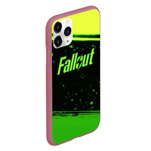 Чехол iPhone 11 Pro матовый Fallout toxic line / 3D-Малиновый – фото 2