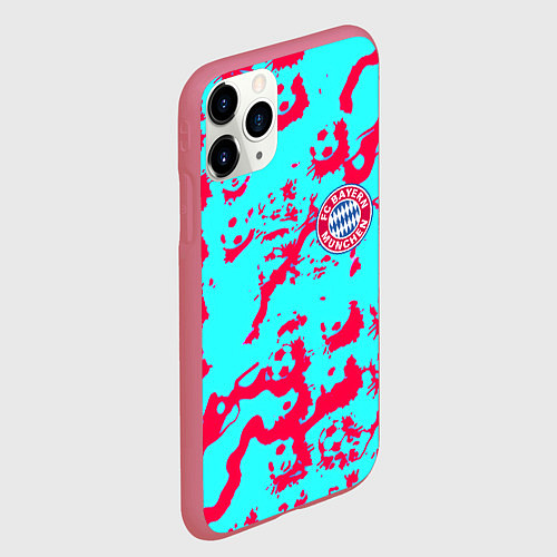 Чехол iPhone 11 Pro матовый Бавария Мюнхен спорт текстура / 3D-Малиновый – фото 2