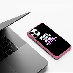 Чехол iPhone 11 Pro матовый GTA vice city logo, цвет: 3D-малиновый — фото 2