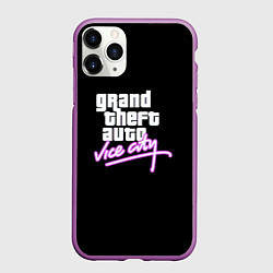 Чехол iPhone 11 Pro матовый GTA vice city logo, цвет: 3D-фиолетовый