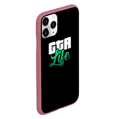 Чехол iPhone 11 Pro матовый GTA life logo / 3D-Малиновый – фото 2