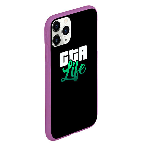 Чехол iPhone 11 Pro матовый GTA life logo / 3D-Фиолетовый – фото 2