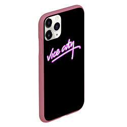 Чехол iPhone 11 Pro матовый Vice city logo neon, цвет: 3D-малиновый — фото 2