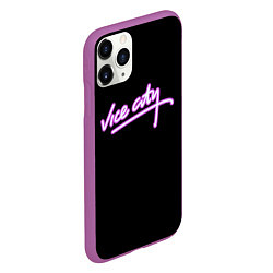 Чехол iPhone 11 Pro матовый Vice city logo neon, цвет: 3D-фиолетовый — фото 2