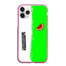 Чехол iPhone 11 Pro матовый Minecraft colors green game, цвет: 3D-малиновый