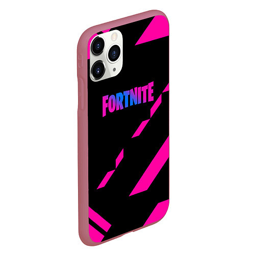 Чехол iPhone 11 Pro матовый Fortnite geometry pink / 3D-Малиновый – фото 2