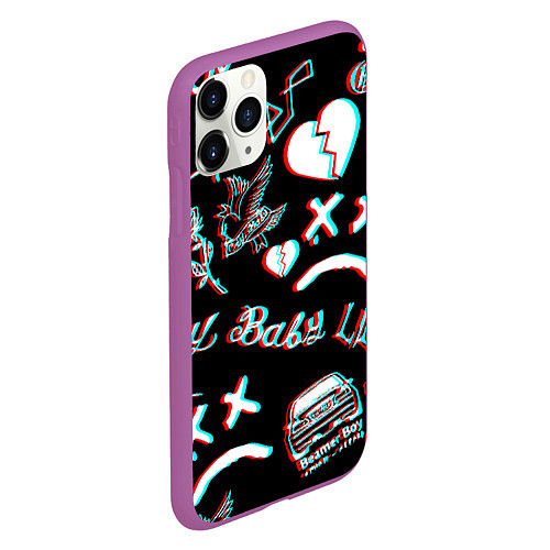 Чехол iPhone 11 Pro матовый Lil Peep logo glitch / 3D-Фиолетовый – фото 2