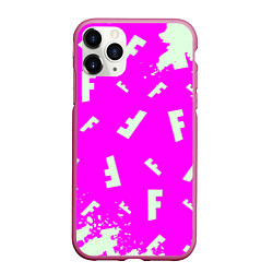 Чехол iPhone 11 Pro матовый Fortnite pattern pink, цвет: 3D-малиновый