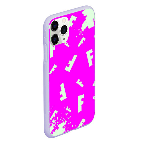 Чехол iPhone 11 Pro матовый Fortnite pattern pink / 3D-Светло-сиреневый – фото 2