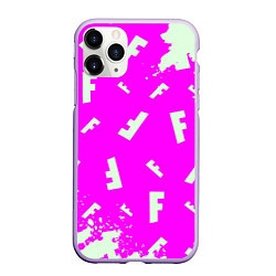 Чехол iPhone 11 Pro матовый Fortnite pattern pink, цвет: 3D-светло-сиреневый