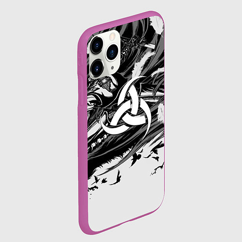 Чехол iPhone 11 Pro матовый Русская община символика / 3D-Фиолетовый – фото 2
