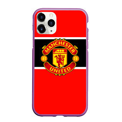 Чехол iPhone 11 Pro матовый Манчестер Юнайтед полосы, цвет: 3D-фиолетовый
