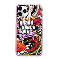 Чехол iPhone 11 Pro матовый GTA vice city yakudza, цвет: 3D-розовый