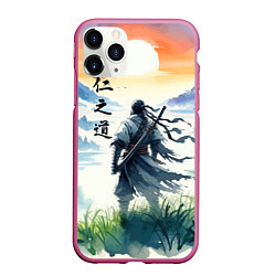 Чехол iPhone 11 Pro матовый Ghost of Tsushima - samurai on the background of t, цвет: 3D-малиновый