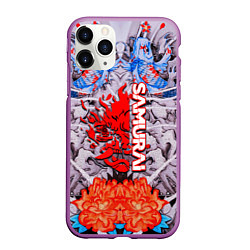 Чехол iPhone 11 Pro матовый Cyberpunk 2077 samurai tatoo, цвет: 3D-фиолетовый