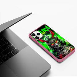 Чехол iPhone 11 Pro матовый Samurai green, цвет: 3D-малиновый — фото 2