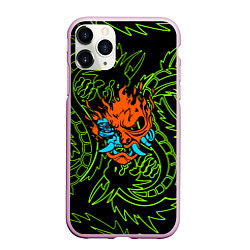 Чехол iPhone 11 Pro матовый Samurai dragon steel logo, цвет: 3D-розовый