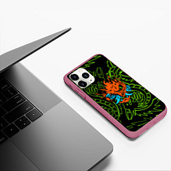 Чехол iPhone 11 Pro матовый Samurai dragon steel logo, цвет: 3D-малиновый — фото 2