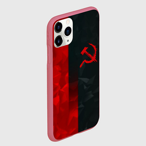 Чехол iPhone 11 Pro матовый СССР геометрия спорт символика / 3D-Малиновый – фото 2