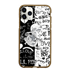 Чехол iPhone 11 Pro матовый Lii Peep pattern rap, цвет: 3D-коричневый