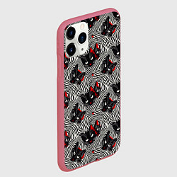 Чехол iPhone 11 Pro матовый Черные коты в оптической иллюзии, цвет: 3D-малиновый — фото 2