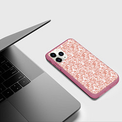 Чехол iPhone 11 Pro матовый Дудл мужчина дарит сердце, цвет: 3D-малиновый — фото 2