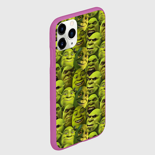 Чехол iPhone 11 Pro матовый Шрек - паттерн / 3D-Фиолетовый – фото 2