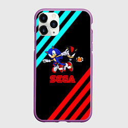 Чехол iPhone 11 Pro матовый Sonic sega geometry, цвет: 3D-фиолетовый