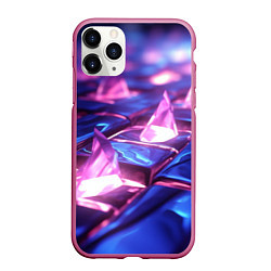 Чехол iPhone 11 Pro матовый Абстракция из блестящих камней и плит, цвет: 3D-малиновый