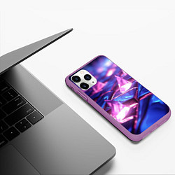 Чехол iPhone 11 Pro матовый Абстракция из блестящих камней и плит, цвет: 3D-фиолетовый — фото 2