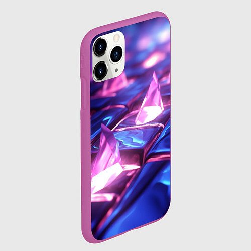 Чехол iPhone 11 Pro матовый Абстракция из блестящих камней и плит / 3D-Фиолетовый – фото 2