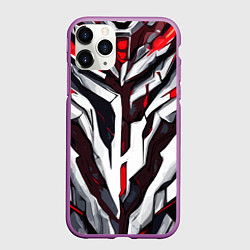 Чехол iPhone 11 Pro матовый Хаотичная красно-белая абстракция, цвет: 3D-фиолетовый