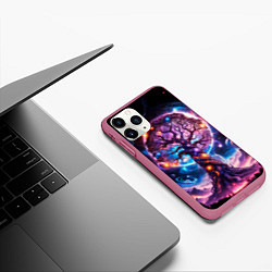 Чехол iPhone 11 Pro матовый Дерево жизни в космосе, цвет: 3D-малиновый — фото 2