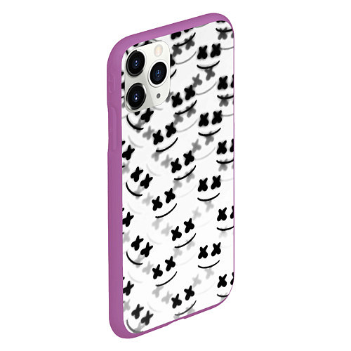 Чехол iPhone 11 Pro матовый Marshmello dj pattern / 3D-Фиолетовый – фото 2