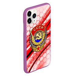 Чехол iPhone 11 Pro матовый СССР текстура броня, цвет: 3D-фиолетовый — фото 2