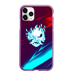 Чехол iPhone 11 Pro матовый Samurai geometry stripes neon, цвет: 3D-фиолетовый