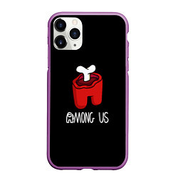 Чехол iPhone 11 Pro матовый Among us logo red, цвет: 3D-фиолетовый