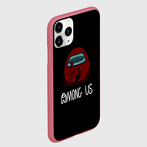 Чехол iPhone 11 Pro матовый Among us logo game / 3D-Малиновый – фото 2