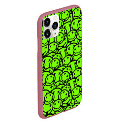 Чехол iPhone 11 Pro матовый Nirvana green logo smile, цвет: 3D-малиновый — фото 2