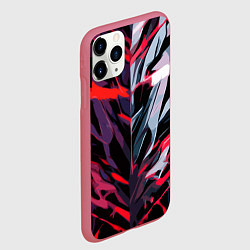 Чехол iPhone 11 Pro матовый Хаотичная чёрно-красная абстракция, цвет: 3D-малиновый — фото 2