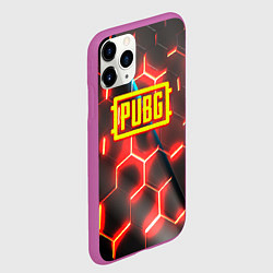 Чехол iPhone 11 Pro матовый PUBG соты броня, цвет: 3D-фиолетовый — фото 2