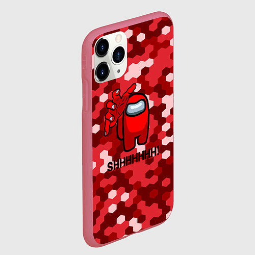Чехол iPhone 11 Pro матовый Among us pixel game / 3D-Малиновый – фото 2