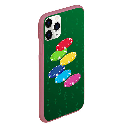 Чехол iPhone 11 Pro матовый Фишки -игра / 3D-Малиновый – фото 2