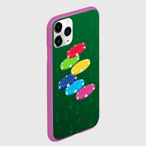 Чехол iPhone 11 Pro матовый Фишки -игра / 3D-Фиолетовый – фото 2