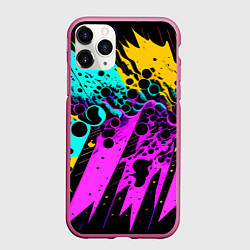 Чехол iPhone 11 Pro матовый Разноцветная неоновая абстракция - нейроарт, цвет: 3D-малиновый