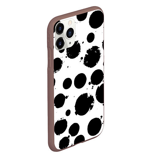 Чехол iPhone 11 Pro матовый Abstract black blots - ai art fantasy / 3D-Коричневый – фото 2