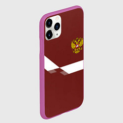 Чехол iPhone 11 Pro матовый Россия спорт геометрия, цвет: 3D-фиолетовый — фото 2