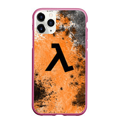 Чехол iPhone 11 Pro матовый Half life оранжевые краски, цвет: 3D-малиновый