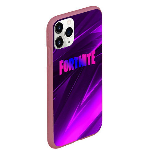 Чехол iPhone 11 Pro матовый Fortnite neon stripes angles logo / 3D-Малиновый – фото 2