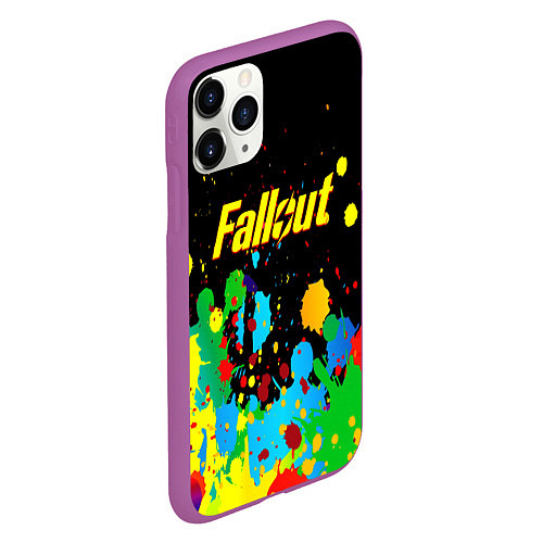 Чехол iPhone 11 Pro матовый Fallout цветные краски / 3D-Фиолетовый – фото 2